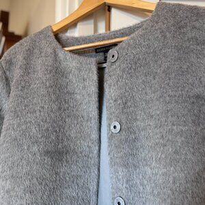 Eileen Fisher Suri Alpaca Fur Long Coat Snap Front Closure